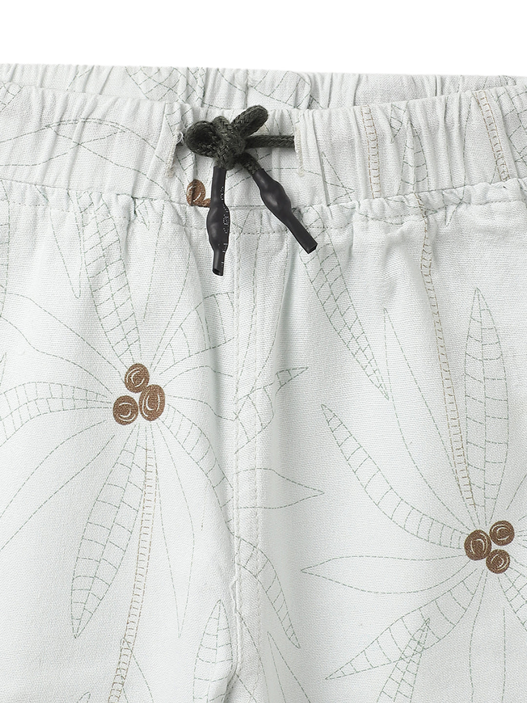 Boys Off White Cotton Printed Co-ords Set