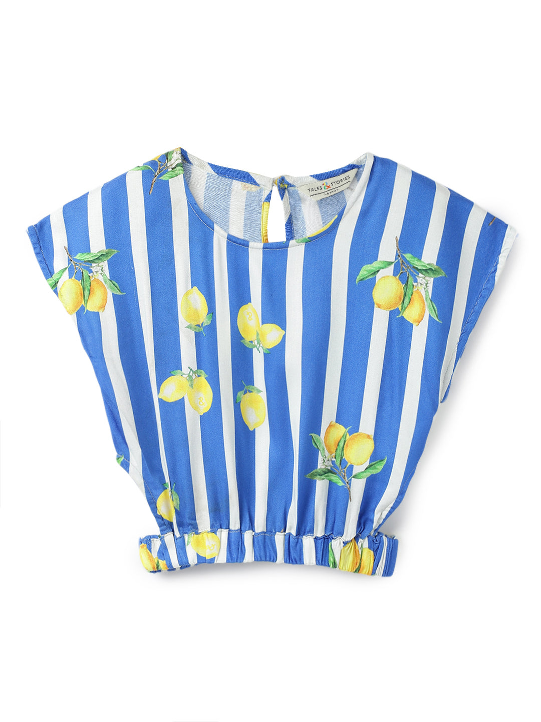 Girls Blue Viscose Stripes  Co-Ord Set