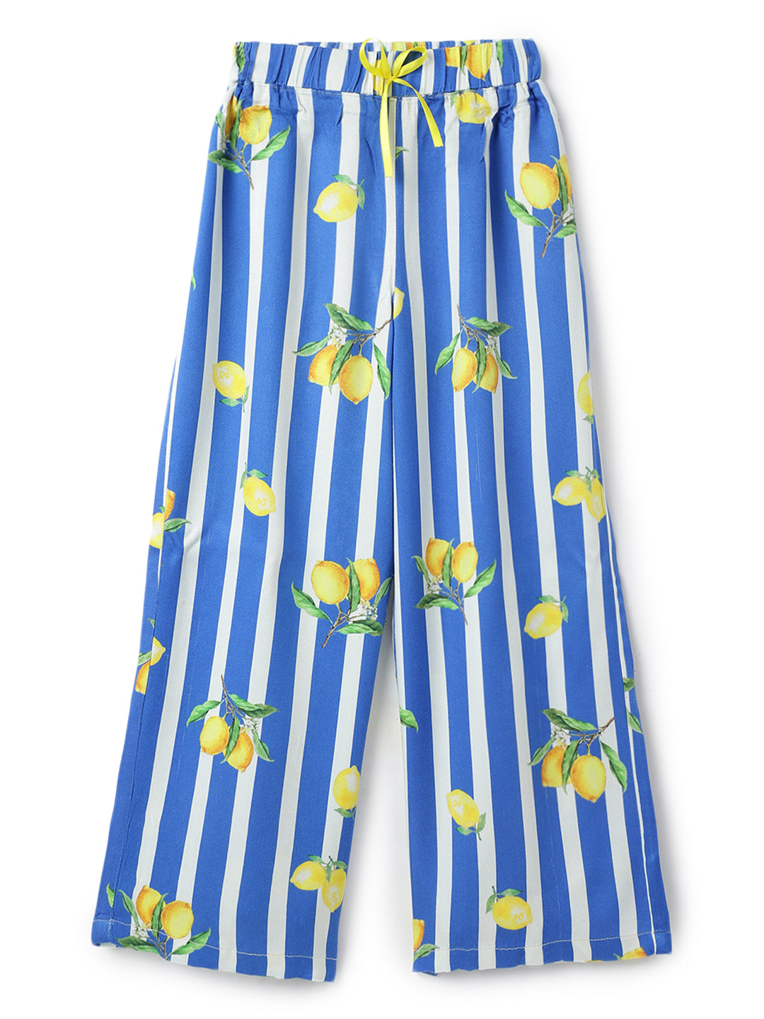 Girls Blue Viscose Stripes  Co-Ord Set