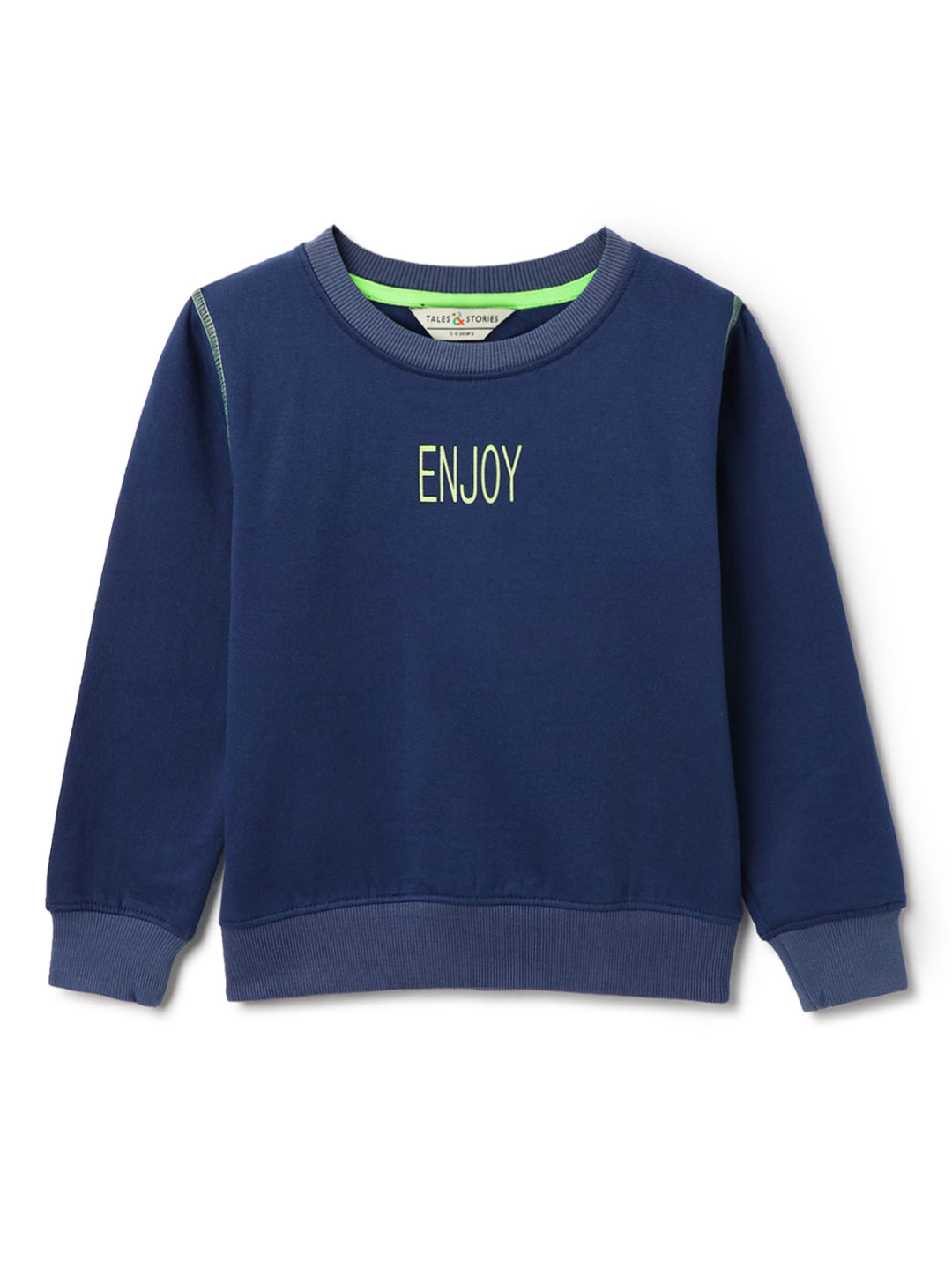 Boys Navy Blue Cotton Poly Printed Sweatshirt