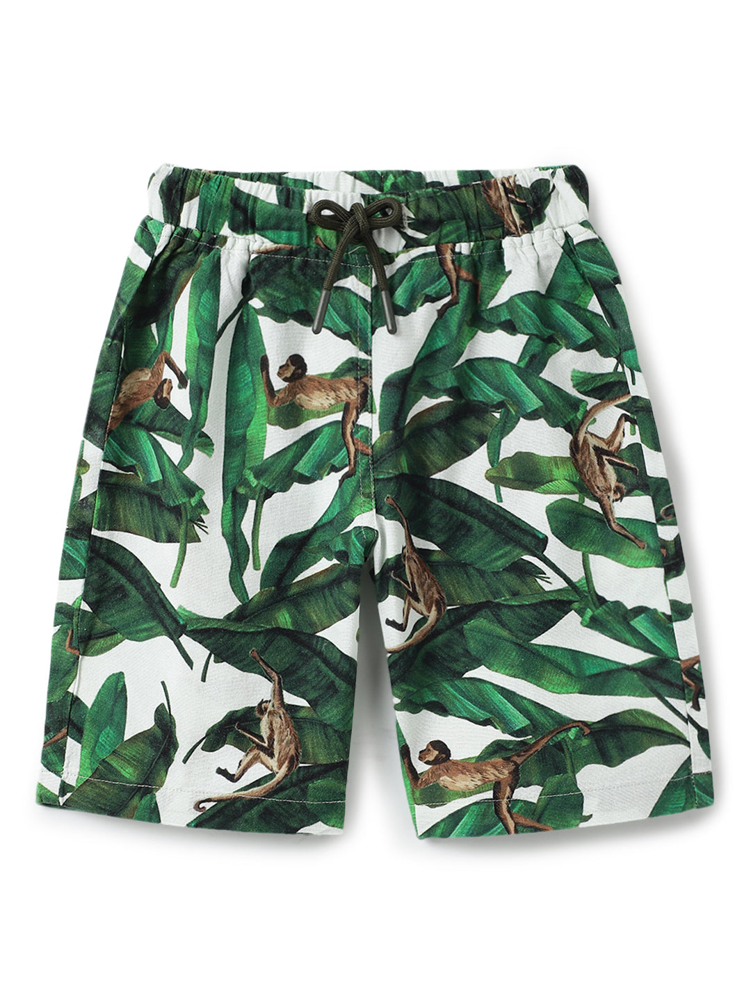 Boys Green Cotton Animal Printed Co-ord Set
