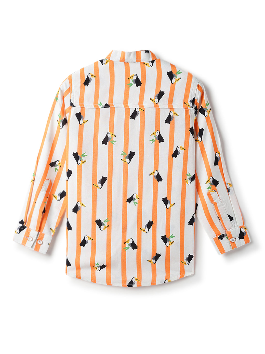 Boys Viscose Orange Printed Shirt