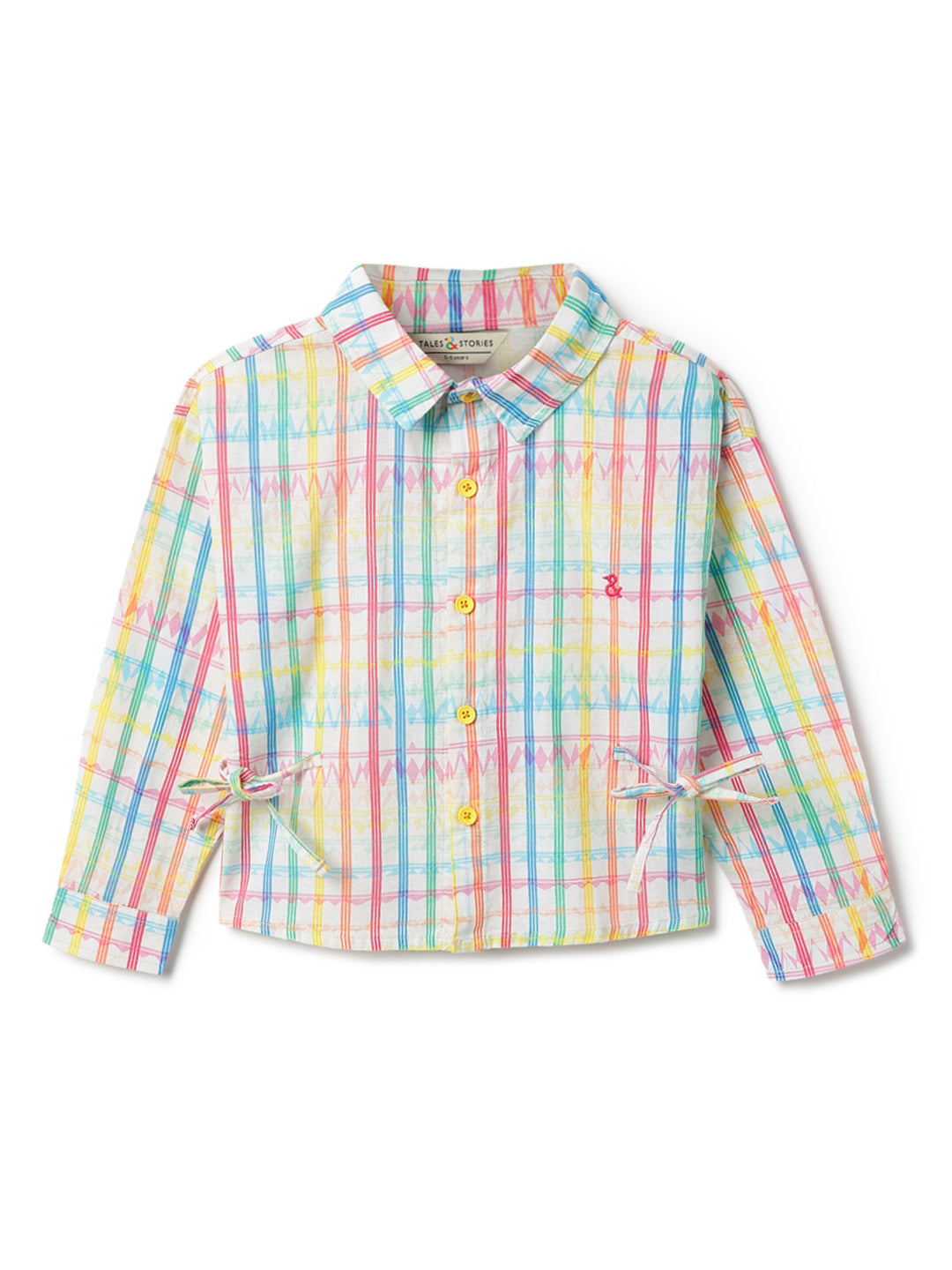 Girls Multicolor Cotton Peplum Shirt
