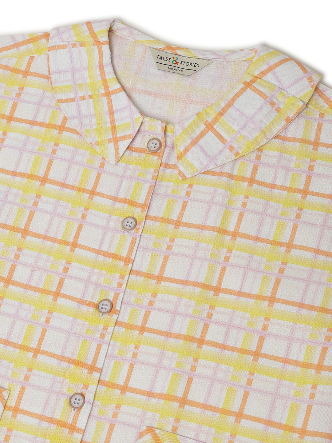 Girls Yellow Cotton Checkered Dress