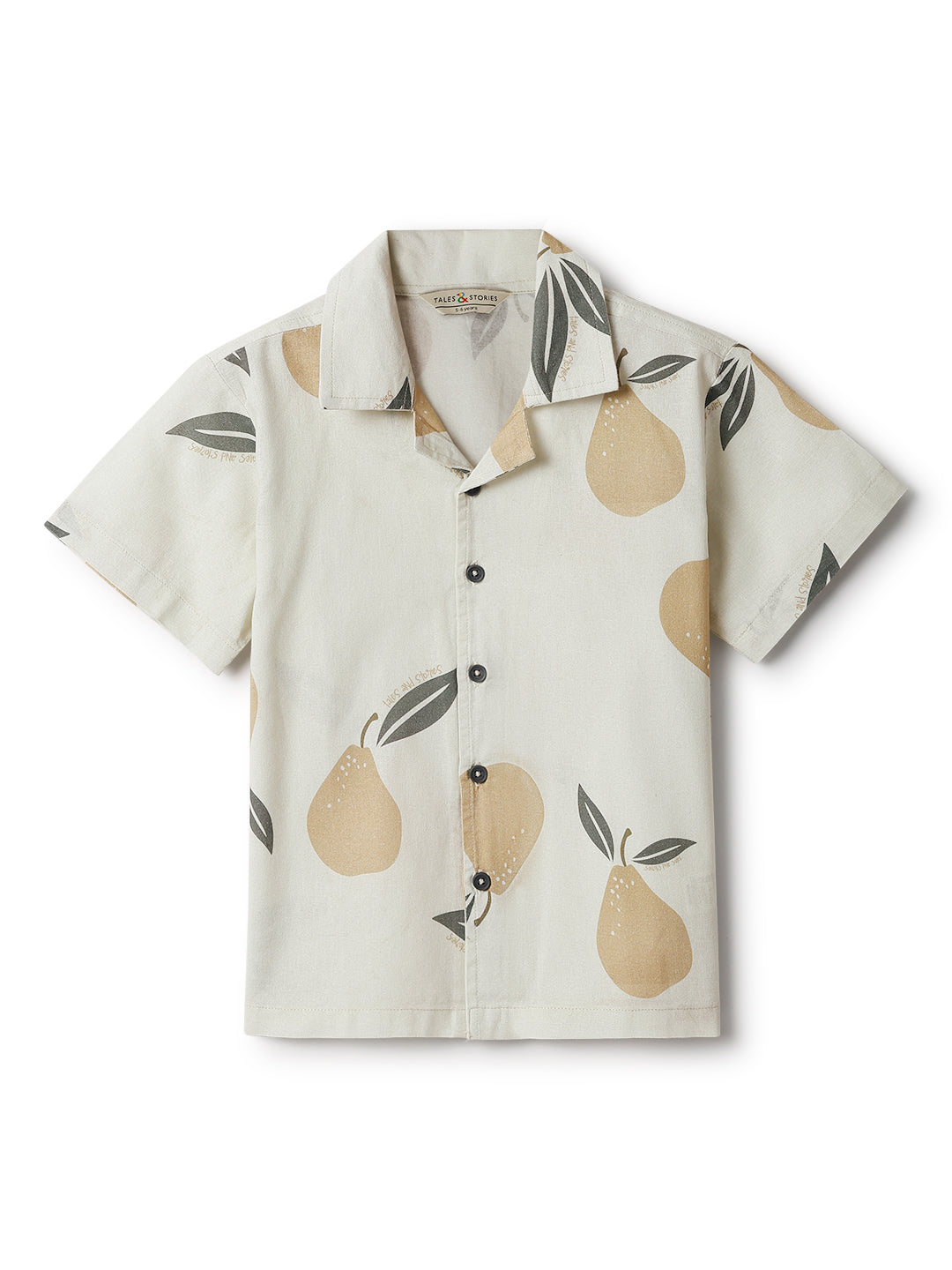 Boys Beige Cotton Print Oversized Shirt