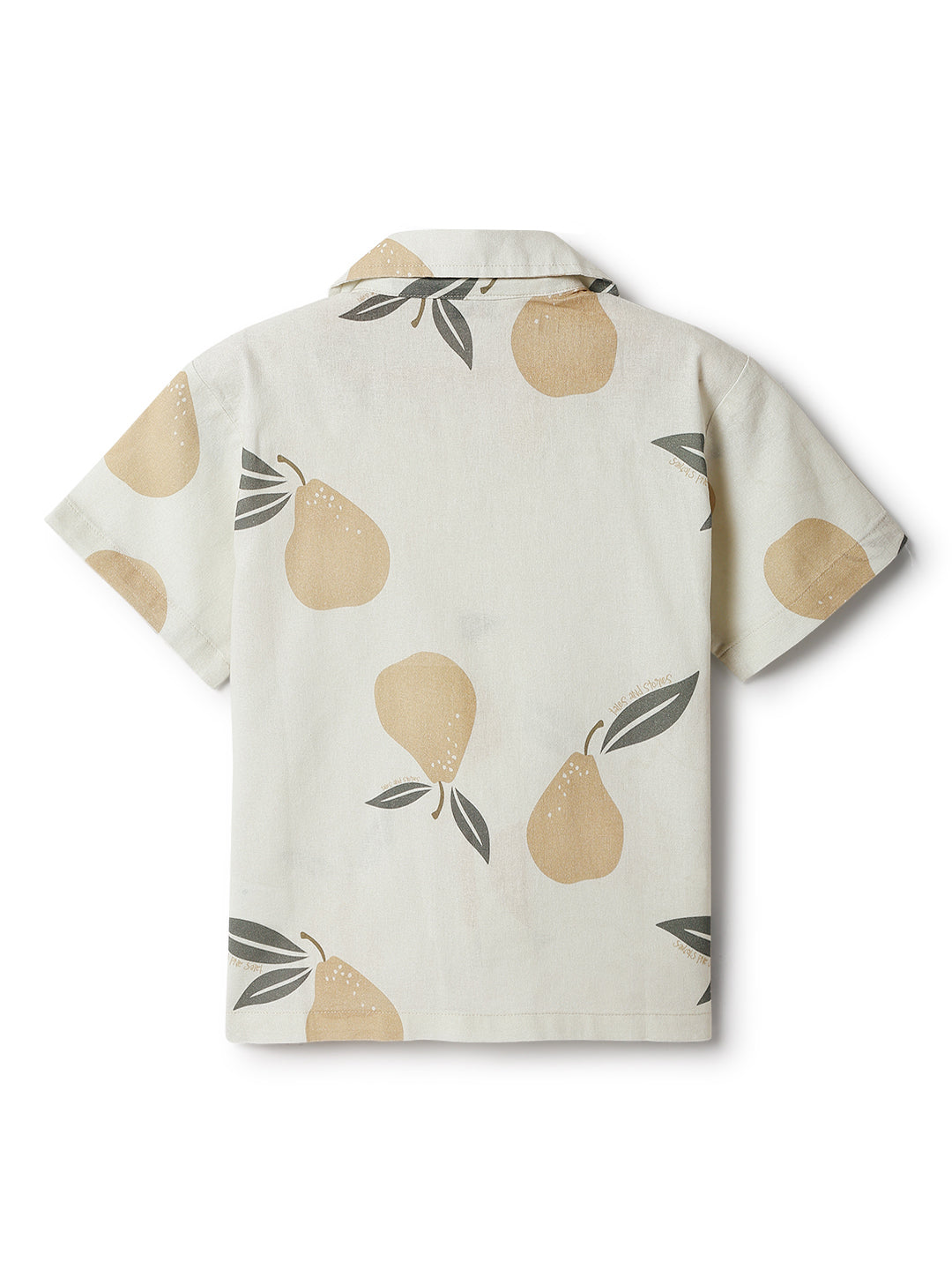 Boys Beige Cotton Print Oversized Shirt