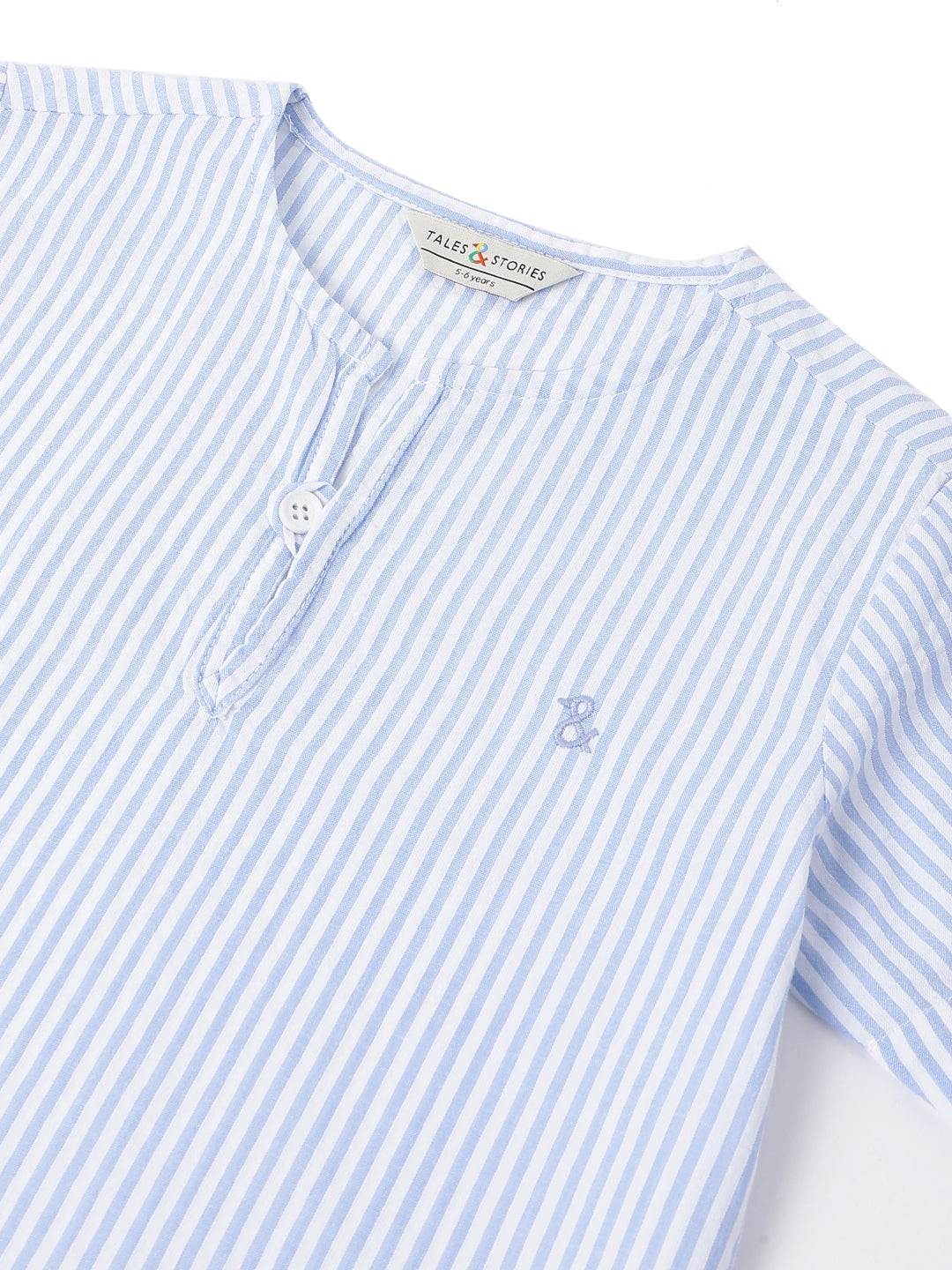 Boys Blue Striped Loose Fit Shirt