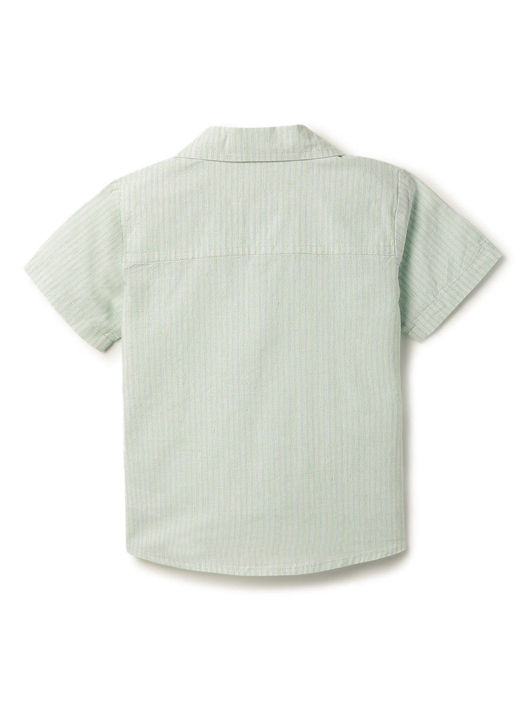 Boys Cotton Green Striped Shirt