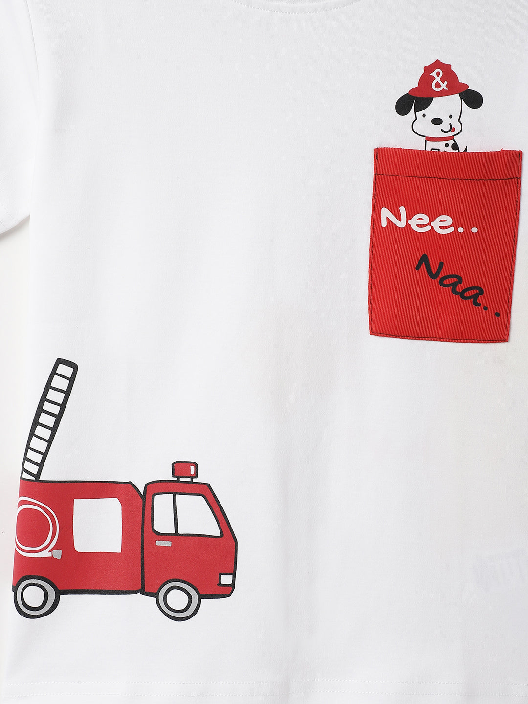 Boys White Cotton Printed T-shirt
