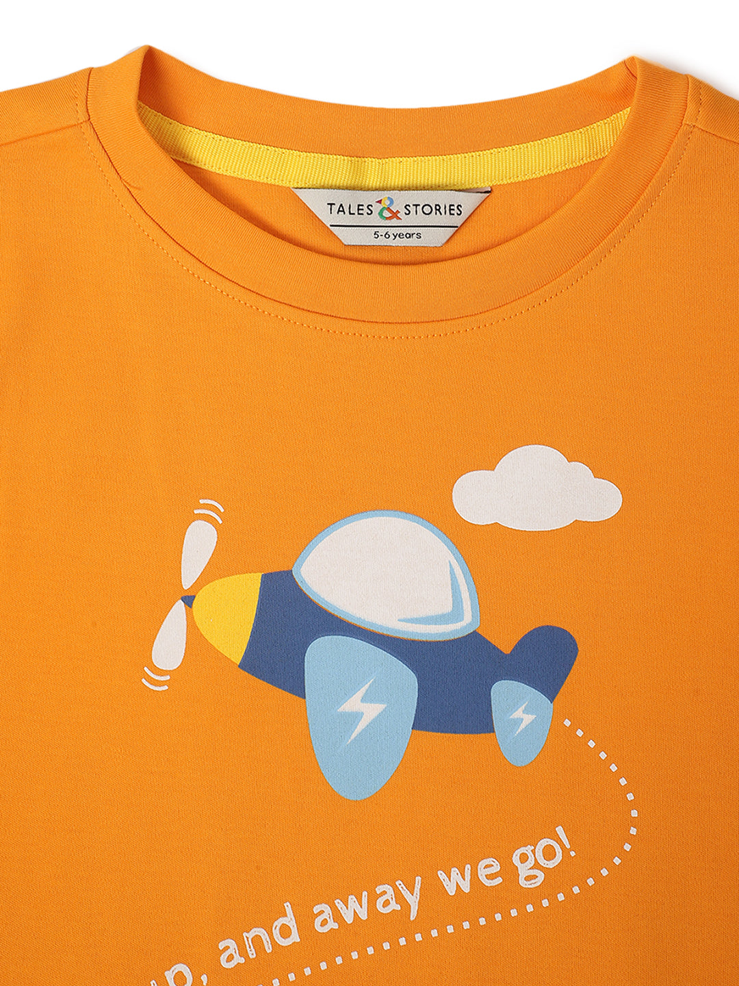 Boys Orange Cotton Printed T-shirt