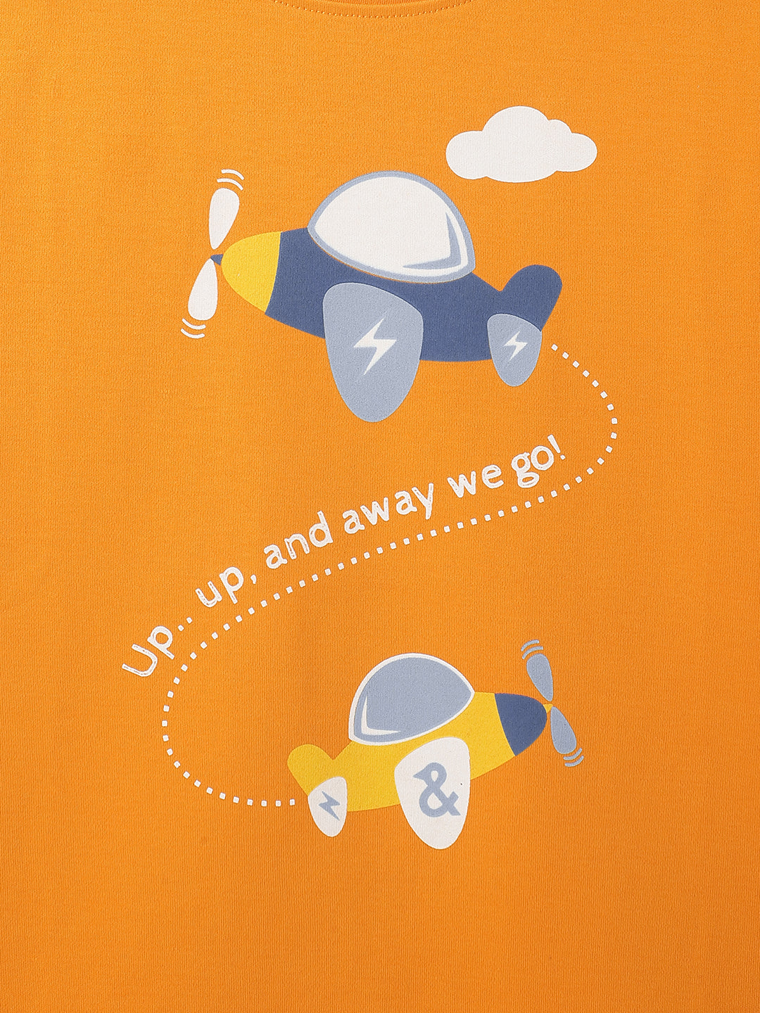Boys Orange Cotton Printed T-shirt