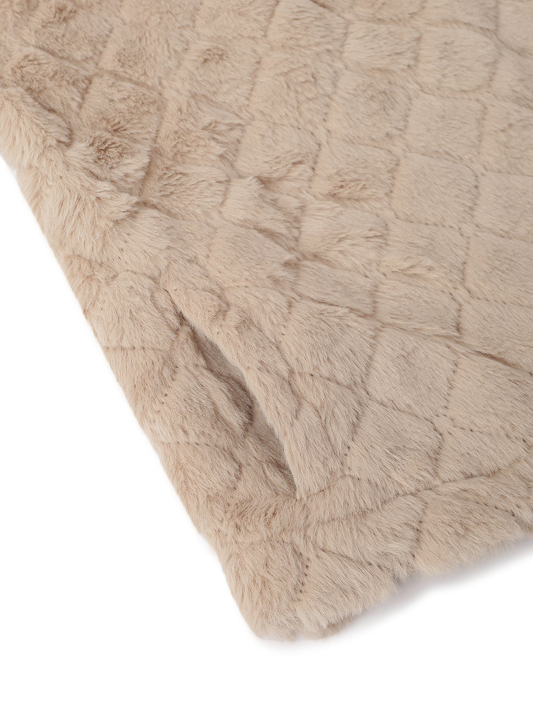 Boys & Girls Beige Solid Polyester Fur Jacket