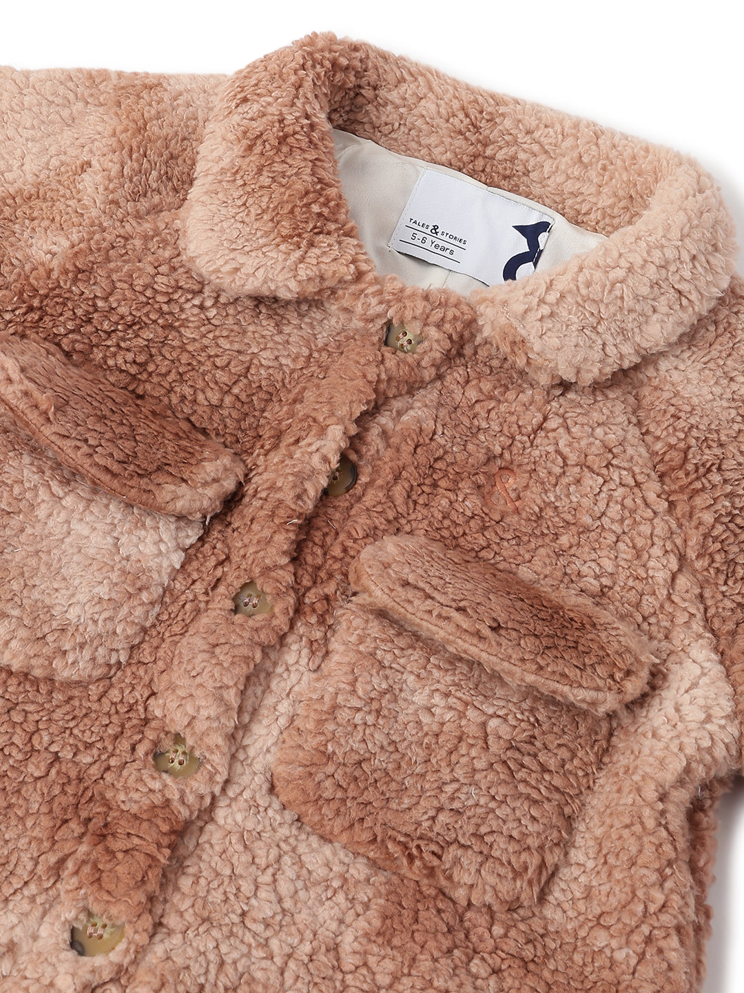 Boys & Girls Brown Solid Polyester Fur Jacket