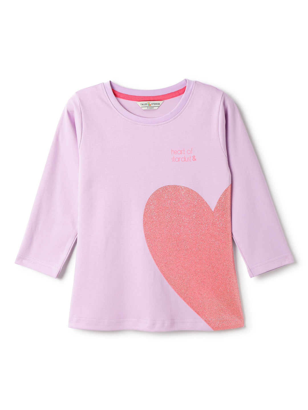 Girls Cotton Lilac Printed T-Shirt
