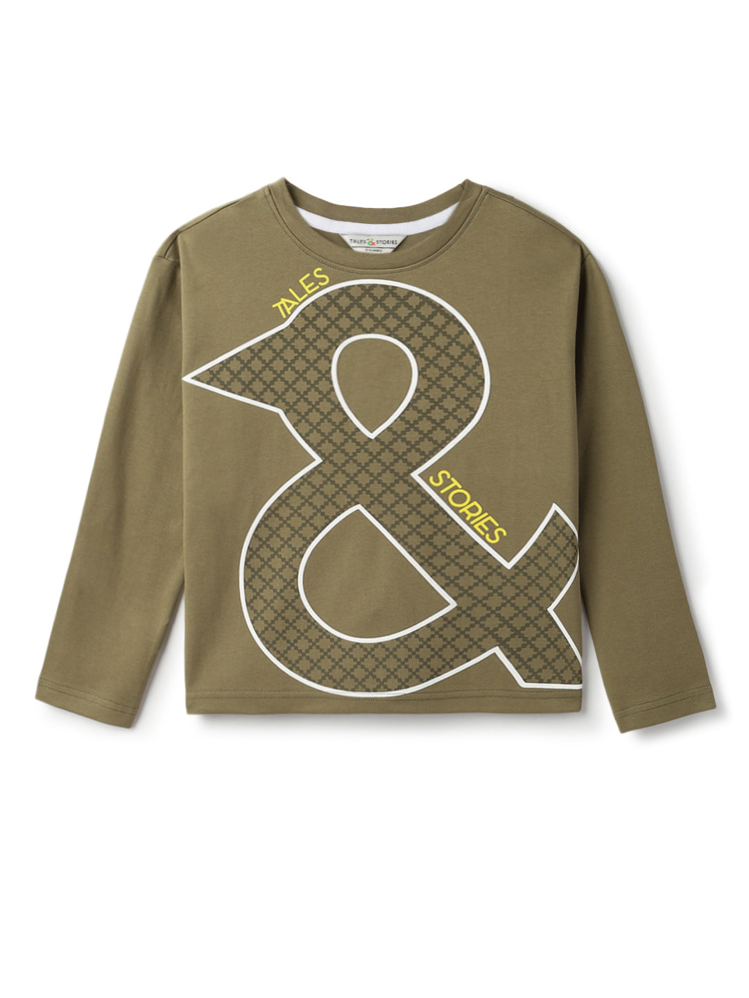 Boys Cotton Cotton Embroidered Olive T-Shirt
