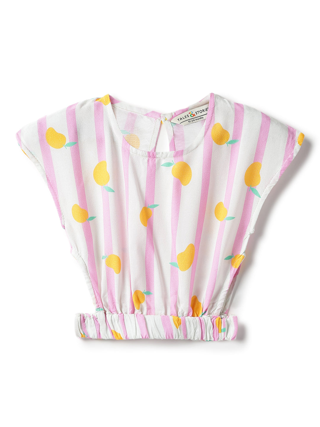 Girls Viscose Pink Printed Sleeveless Casual Top