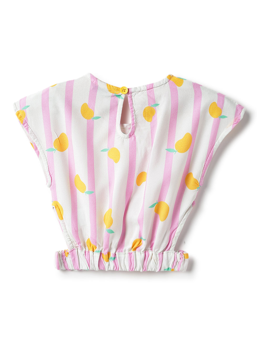 Girls Viscose Pink Printed Sleeveless Casual Top