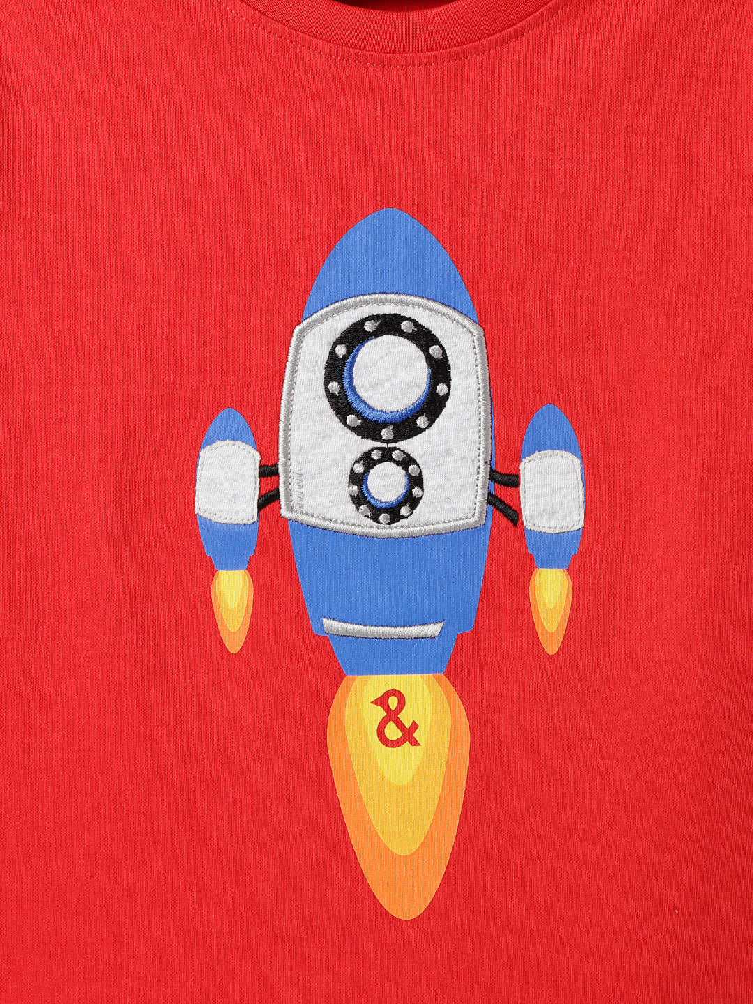 Boys Cotton Red Printed T-Shirt