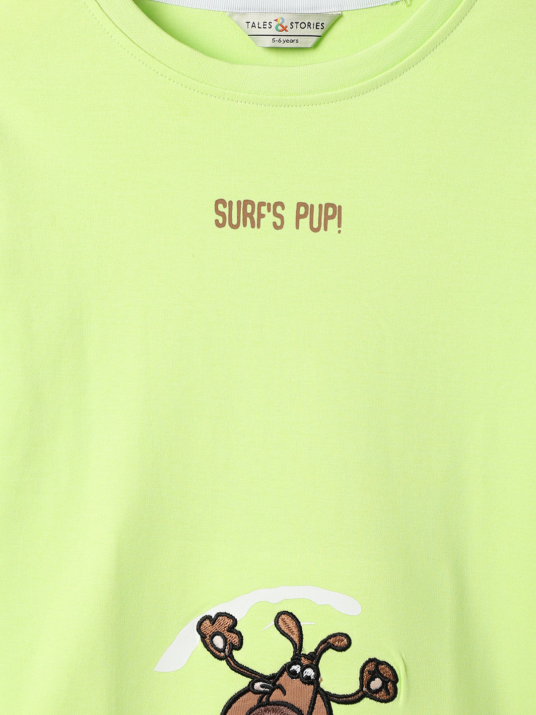 Boys Cotton Green Neon Printed T-Shirt