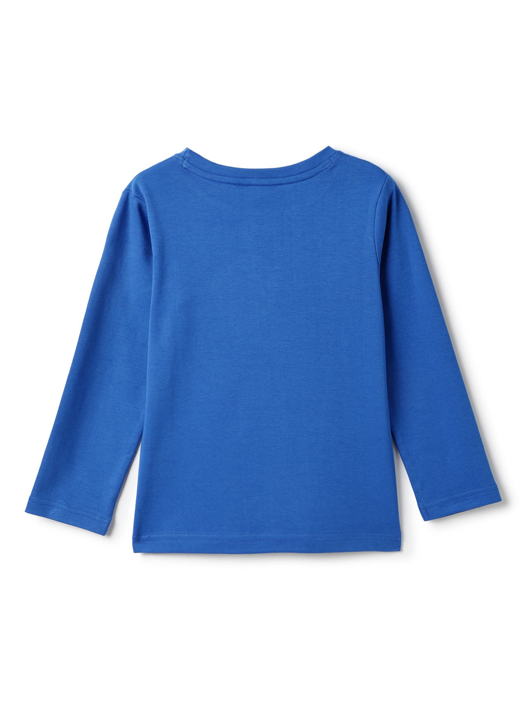 Girls Cotton Royal Blue Printed T-Shirt