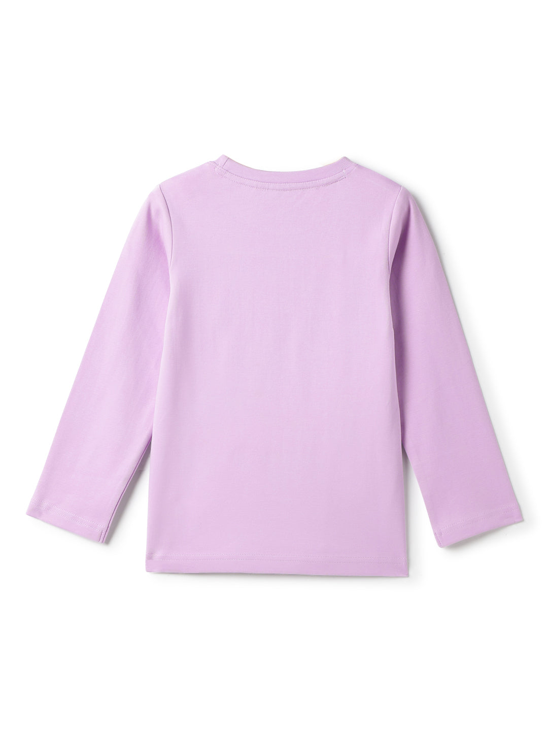 Girls Cotton Lilac Printed T-Shirt