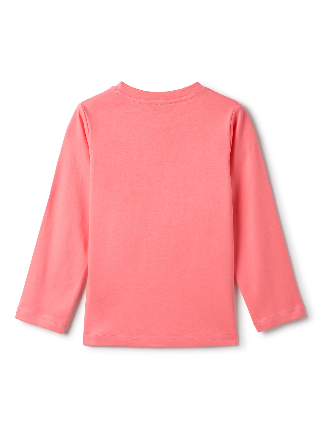 Girls Cotton Dark Pink Printed T-Shirt