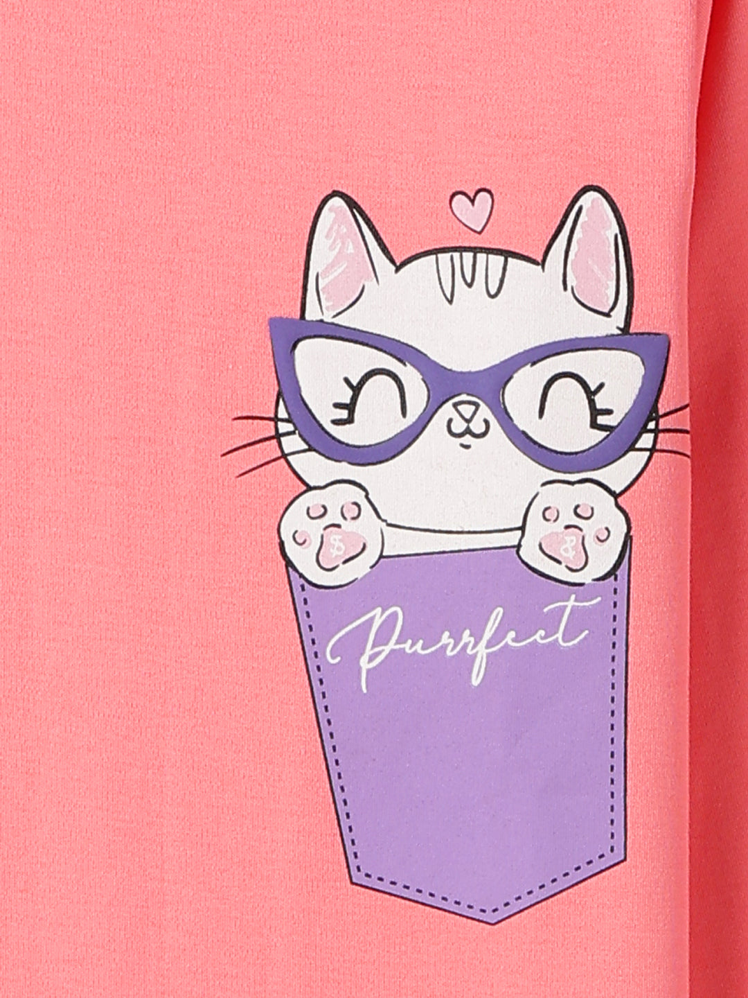 Girls Cotton Dark Pink Printed T-Shirt