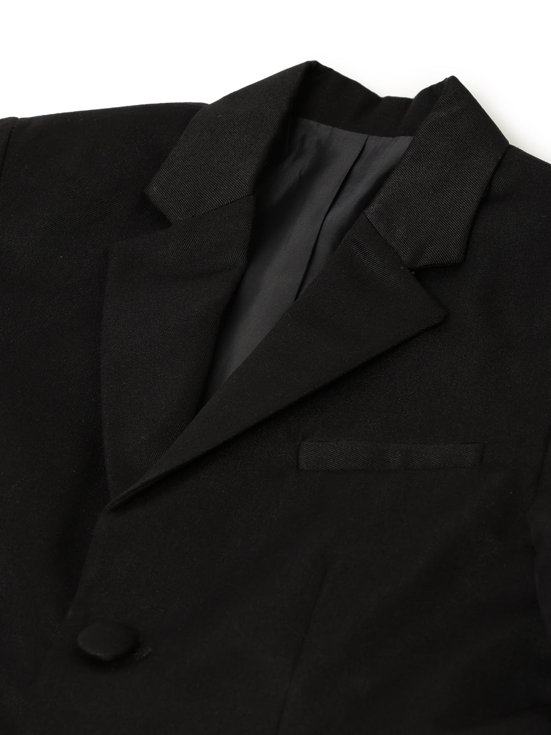 Boys Polyester Viscose Black Solid Blazer