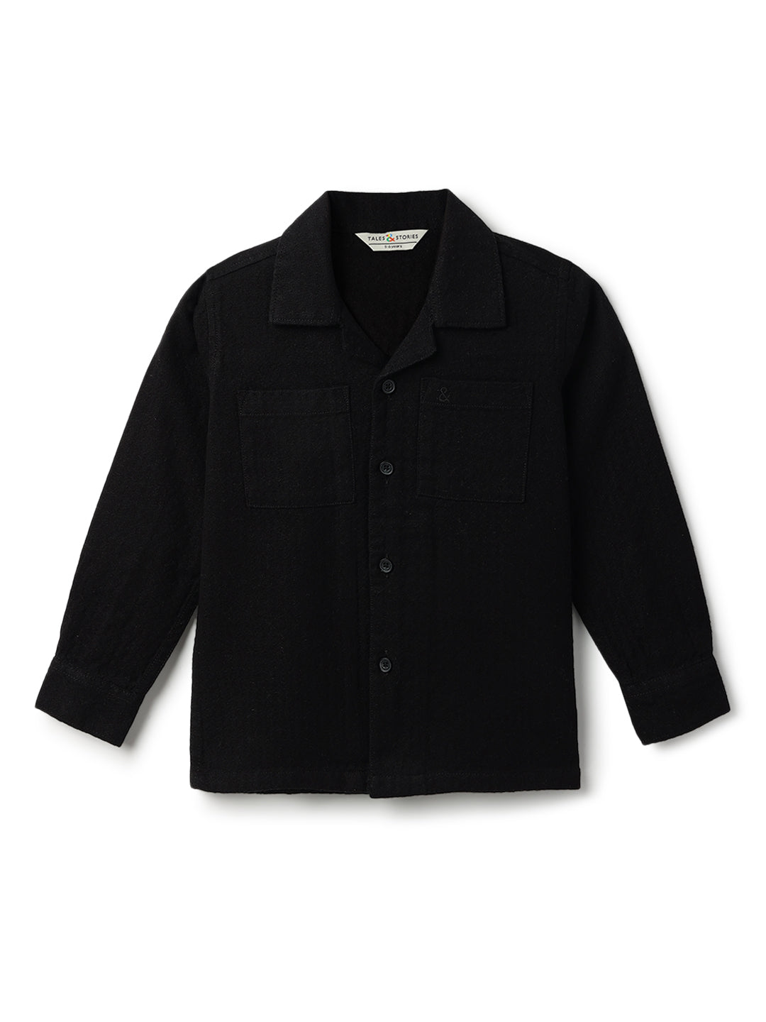 Boys Black Solid Oversized Cotton Shirt