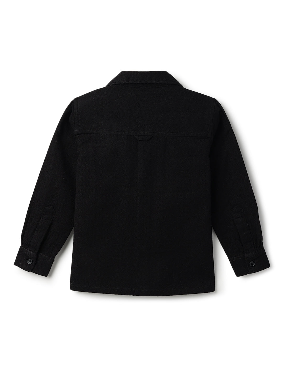 Boys Black Solid Oversized Cotton Shirt