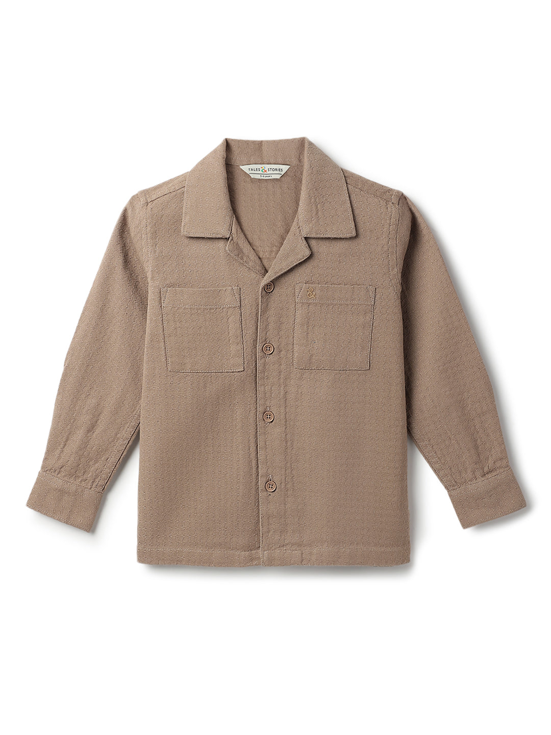 Boys Brown Solid Oversized Cotton Shirt