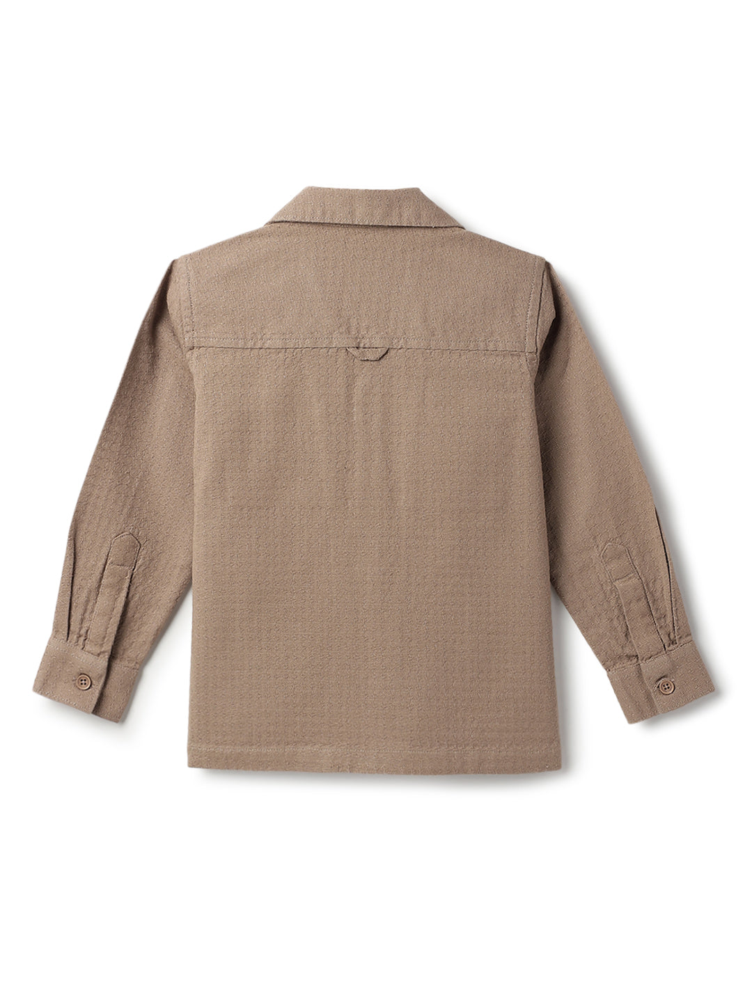 Boys Brown Solid Oversized Cotton Shirt