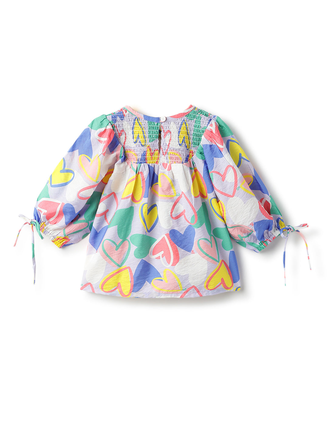 Girls Multi-Colored Printed Viscose Polyester Elbow Sleeve Top