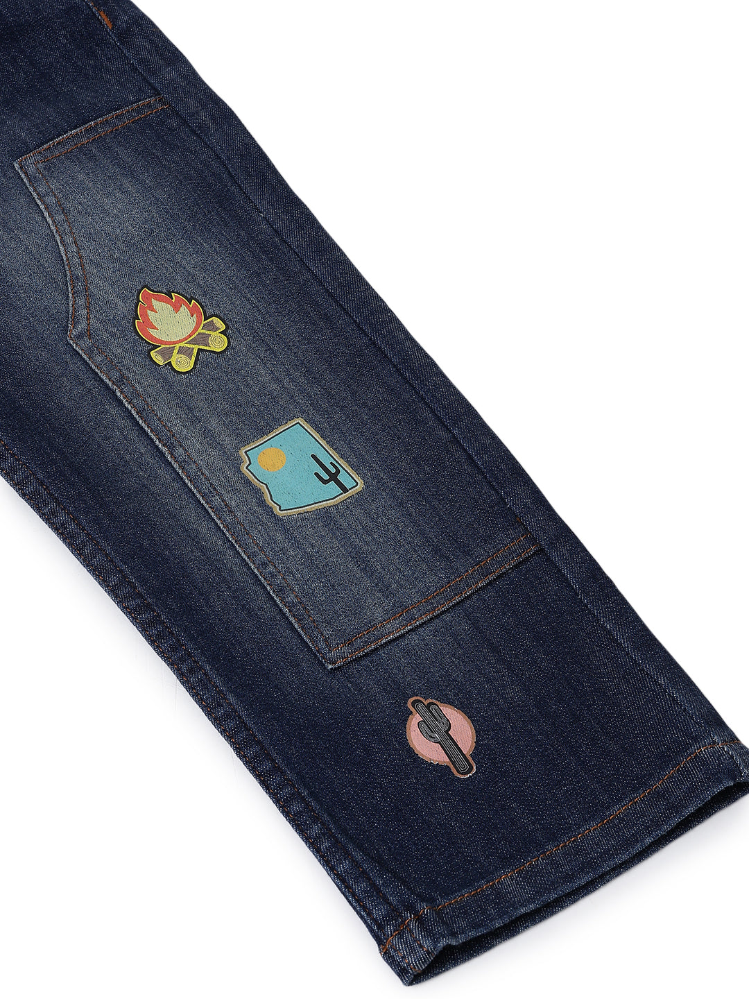 Boys Dark Blue Lycra Denim Baggy Fit Jeans