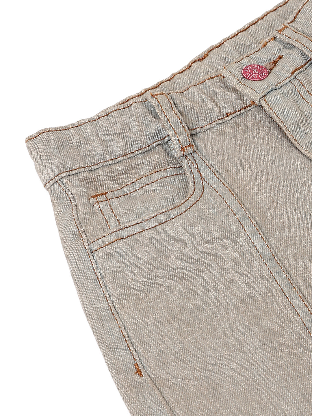 Boys Khaki Tint Washed Barrel Fit Denim Jeans