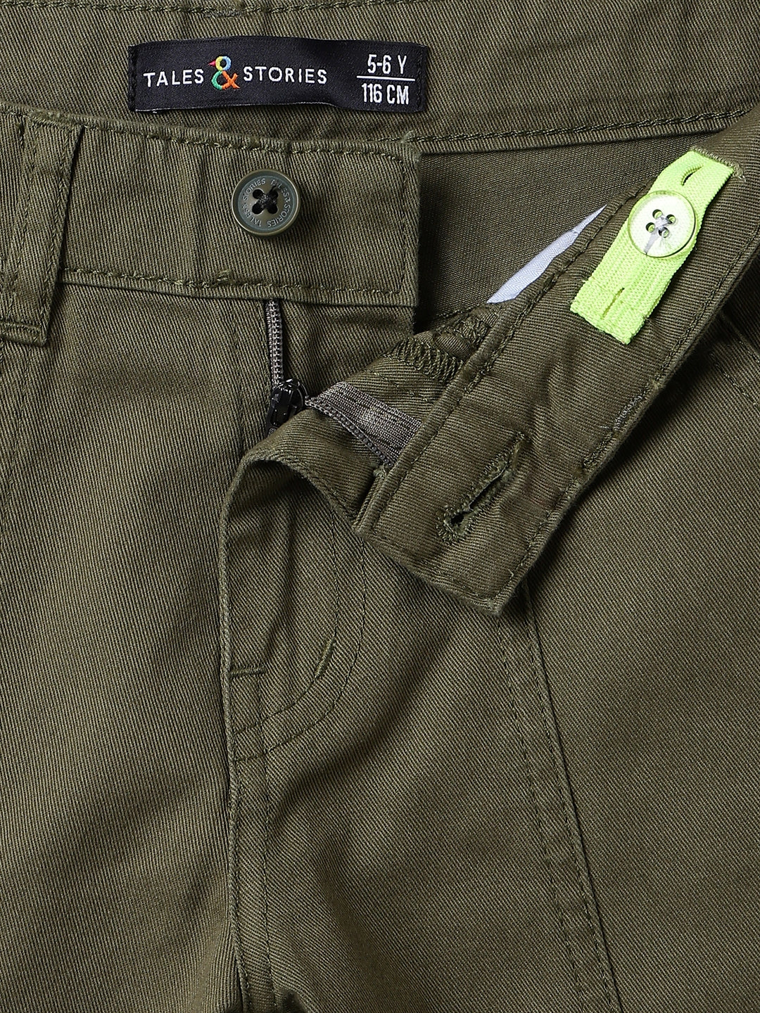 Boys Cotton Olive Shirt With Trouser Clothing Set