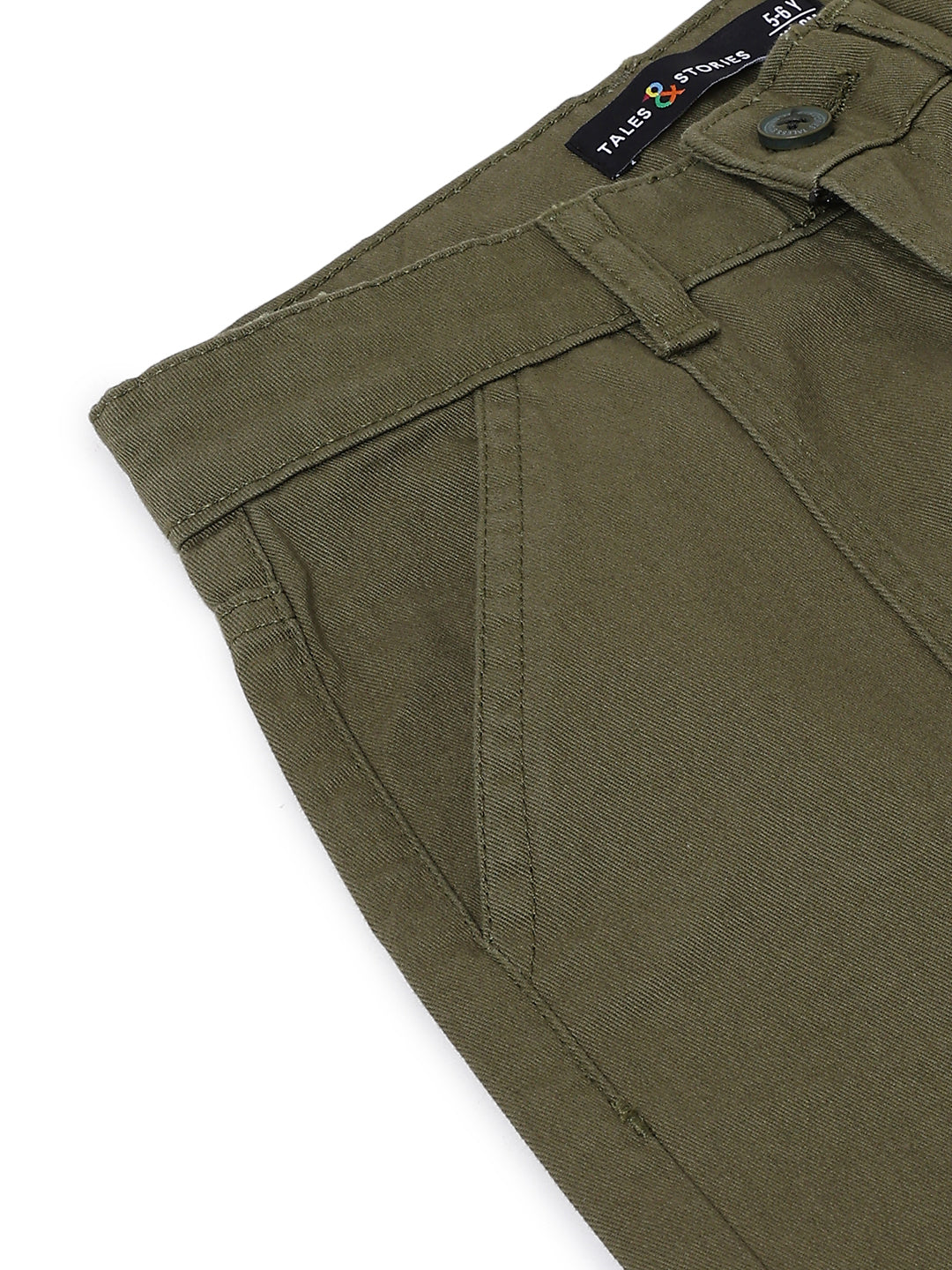 Boys Cotton Olive Barrel Fit Trousers