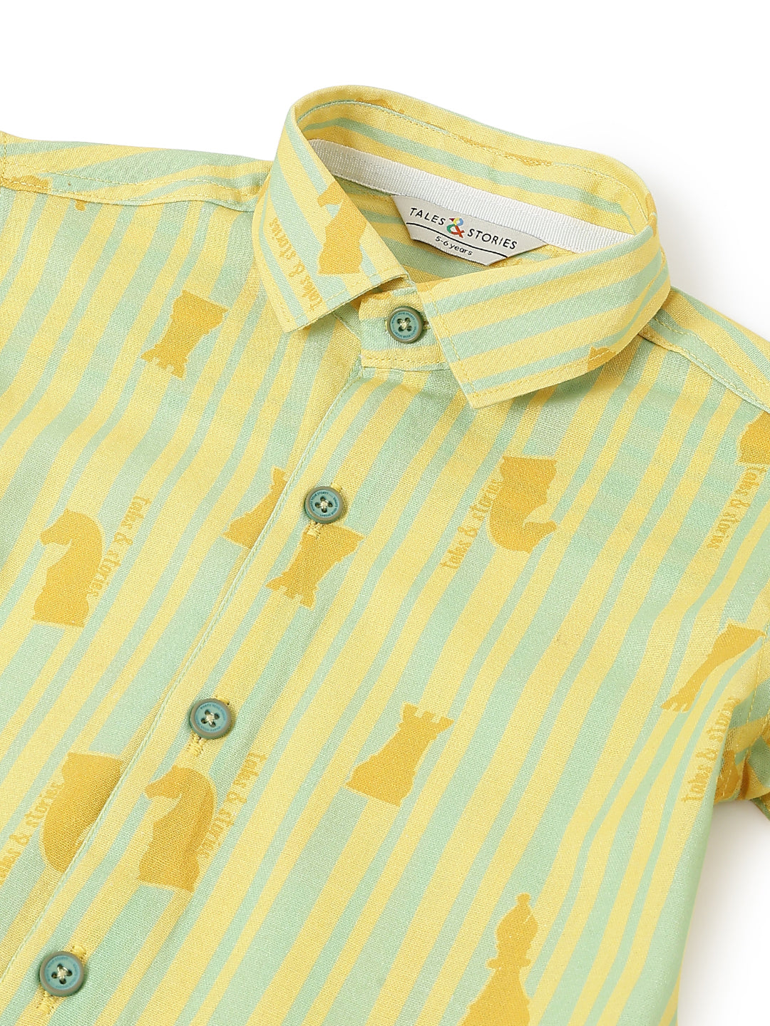 Boys Cotton Yellow Striped Casual Shirt