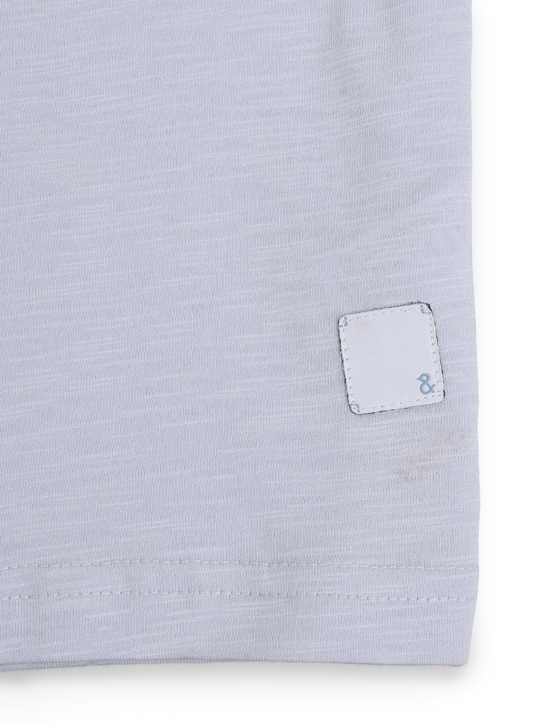 Boys Cotton Sky Blue Printed V Neck T-Shirt