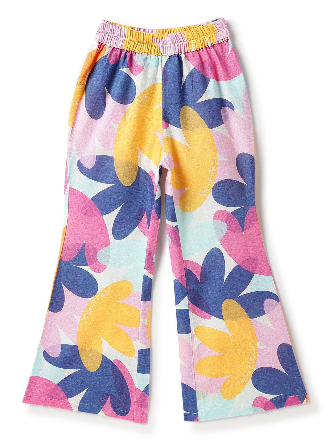 Girls Multi-Color Printed Cotton Top & Pants Co-ord Set