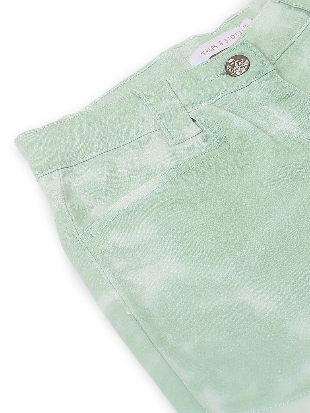 Girls Mint Green Tie & Dye Cotton Shorts