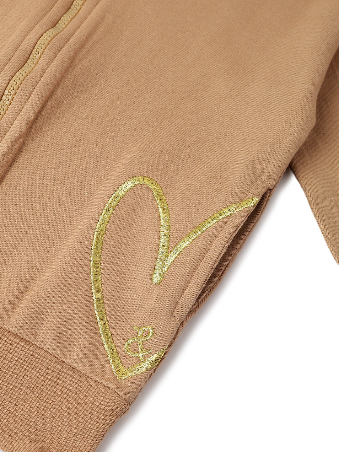Girls Cotton Poly Solid Brown Hoodie Sweatshirt