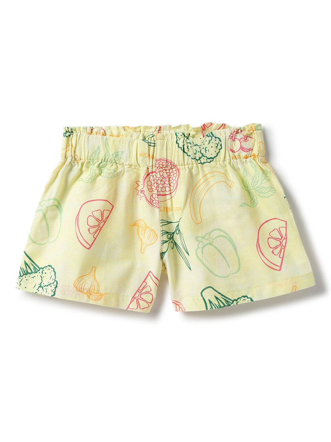 Girls Cotton Printed Top & Short Casual Yellow Co-ord Set