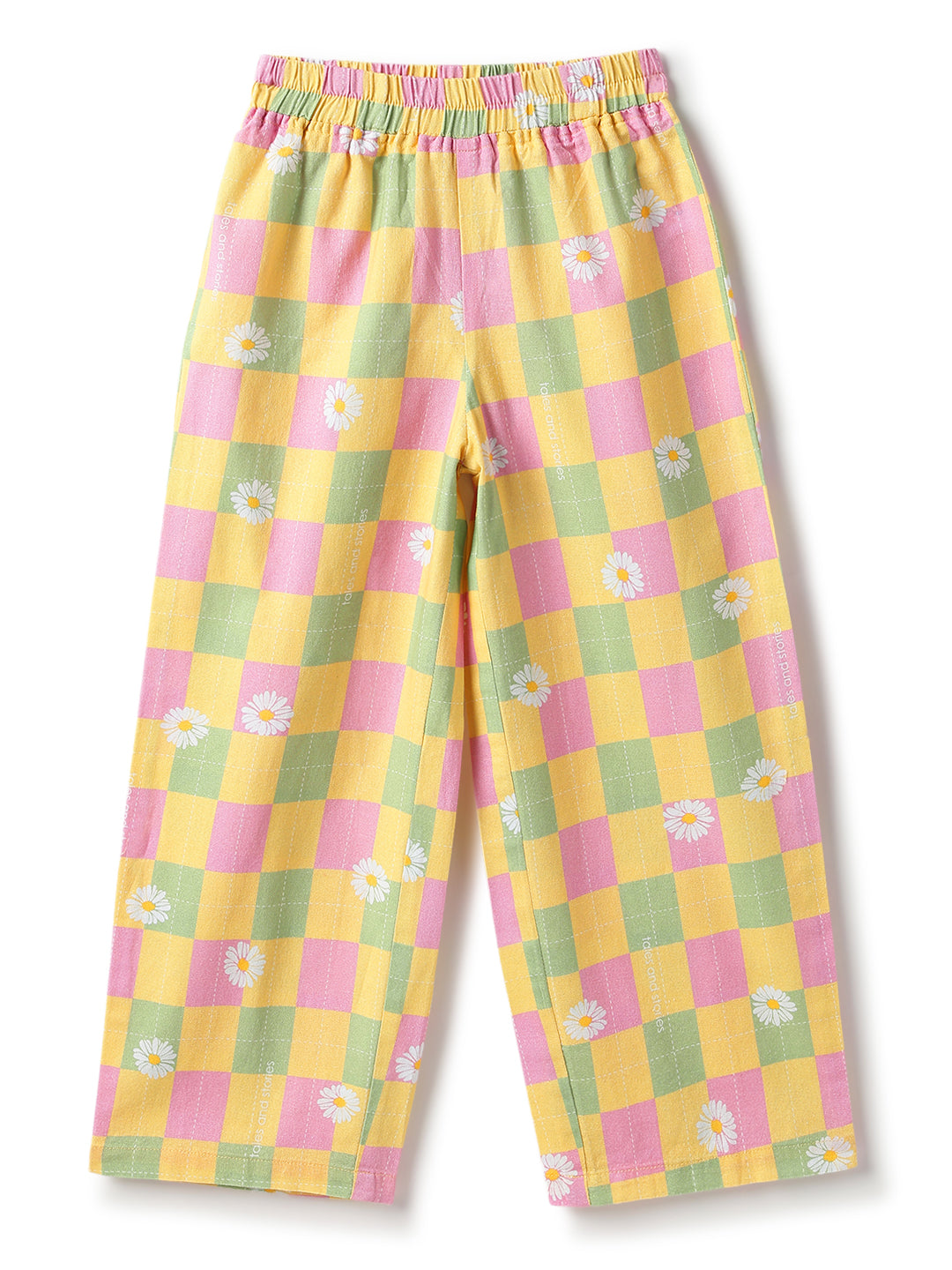 Girls Cotton Yellow Printed Top & Pants Co-ord Set