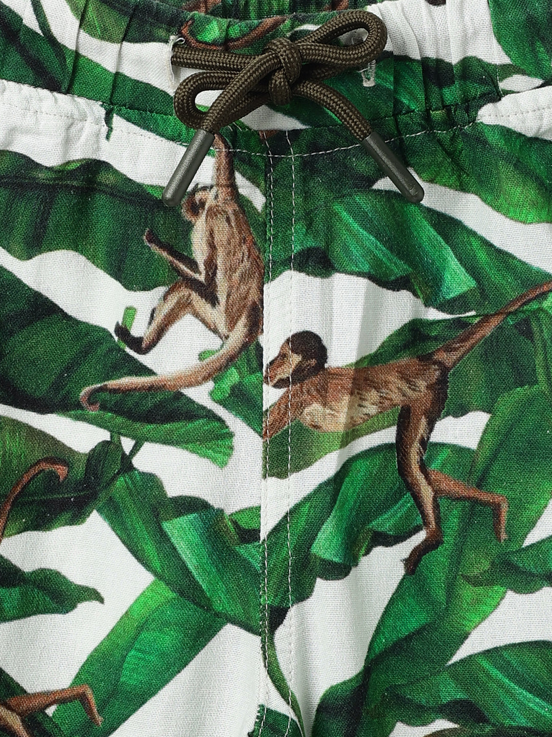 Boys Green Cotton Printed Shorts