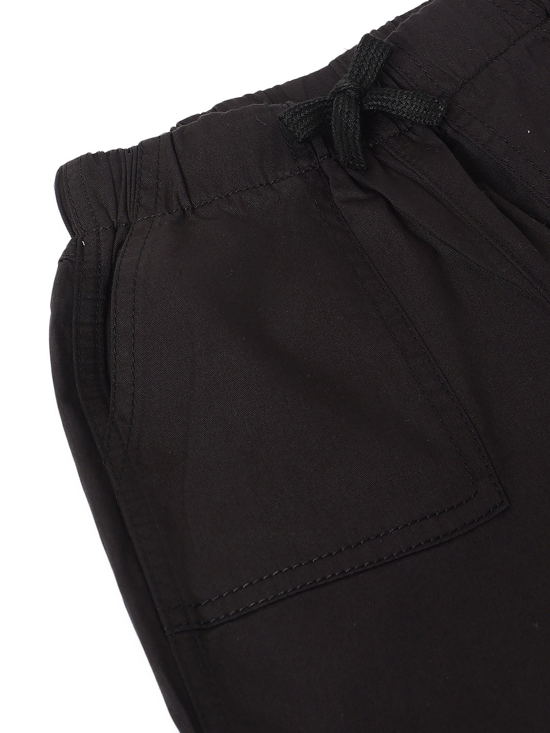 Boys & Girls Cotton Black Solid Trouser