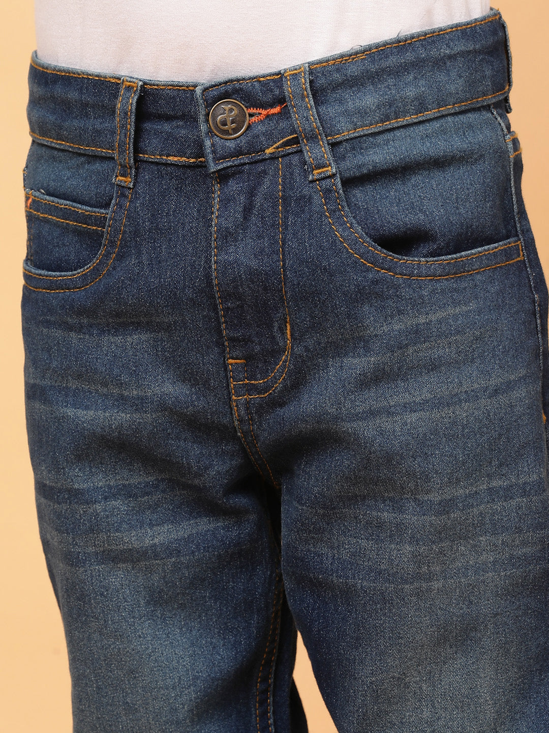 Boys Khakhi Tint Stretchable Denim Jeans