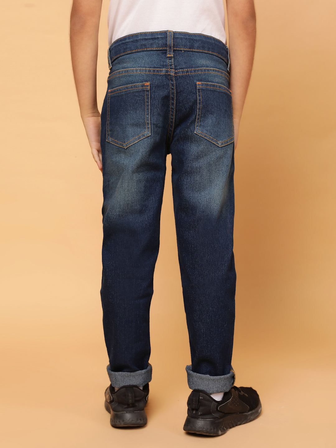 Boys Khakhi Tint Stretchable Denim Jeans