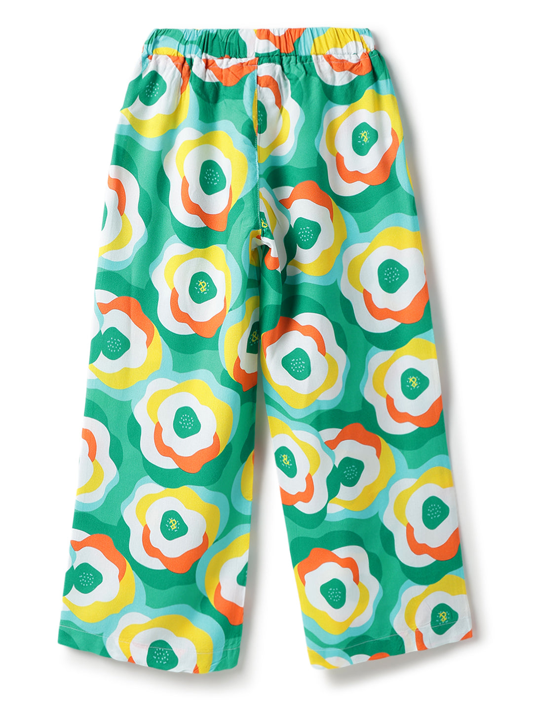 Girls Viscose Green Printed Top & Pant Co-Ord Set