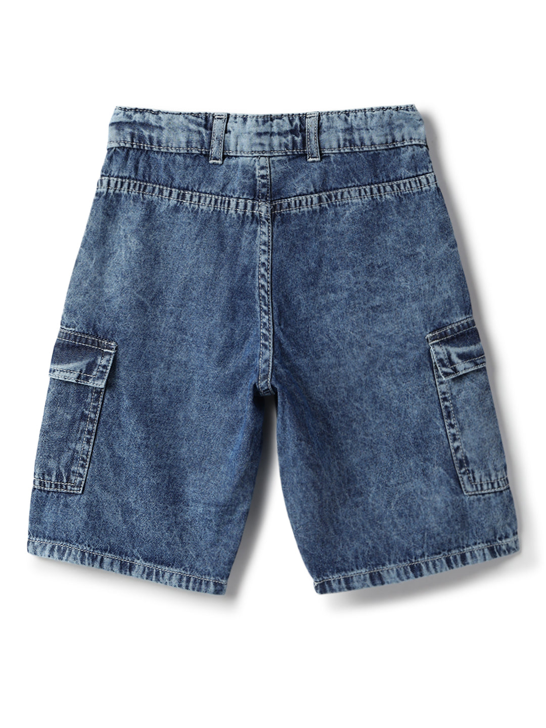 Boys Cotton Denim Look Blue Shirt & Shorts Co-Ord Set